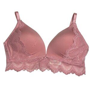 Jessica Simpson Pink Lace Back Bra Sz 40D NO Underwire Comfort Adjustable Lacy